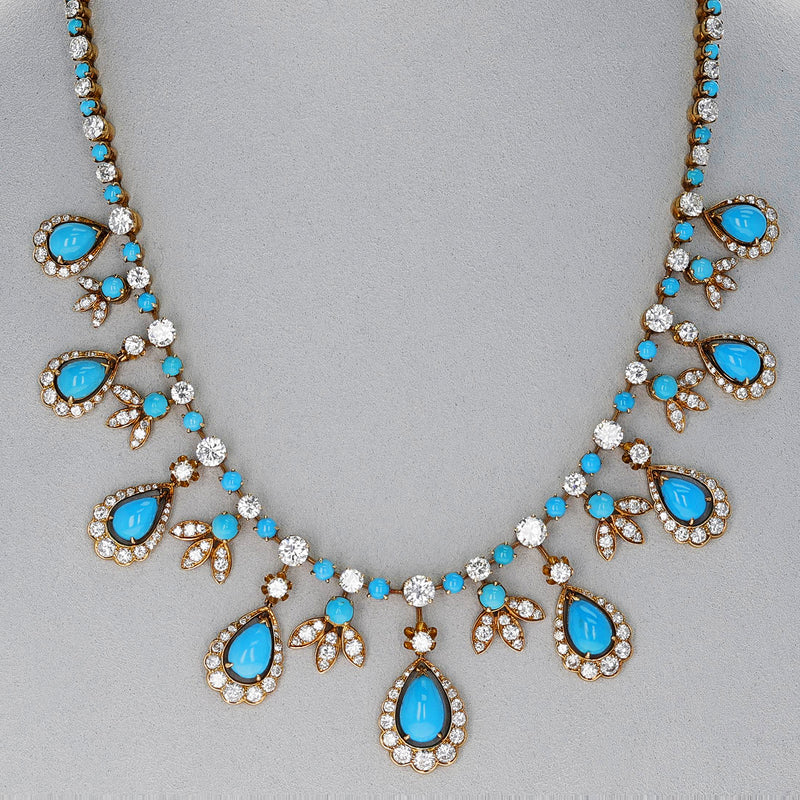 Exceptional Van Cleef & Arpels Turquoise and Diamond Necklace
