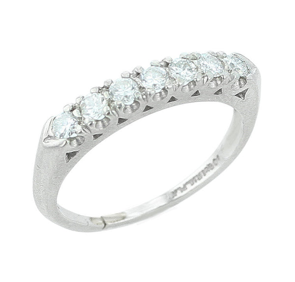 Round Cut Linear Diamond Ring, Platinum