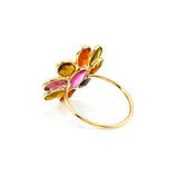 Tourmaline Floral Ring, Yellow Gold