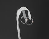 Large White Diamond Hoop Earrings with a Rose Gold Bow, 14K Gold
