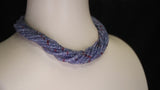 Genuine & Natural Tanzanite and Spinel Faceted Beads Choker Necklace, 18K White