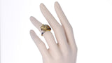 Lion Enamel Ring with Diamonds in 18 Karat Yellow Gold