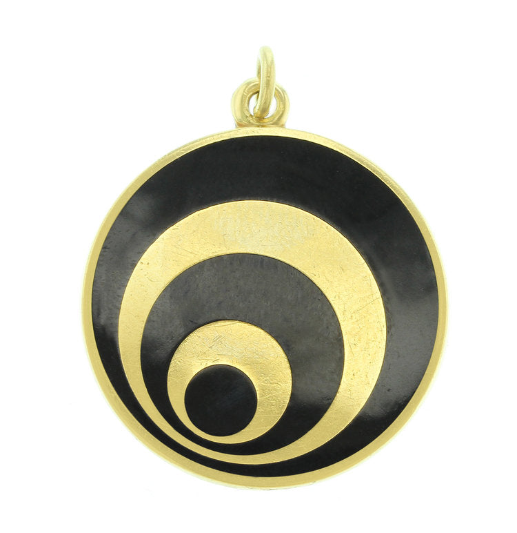 Black and 18K Yellow Gold Roma Pendant