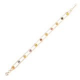 Oval Multi Sapphire Double Line, 18k Yellow Gold Bracelet