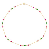 Oval and Pear Emerald, Ruby, 18k Yellow Gold Necklace