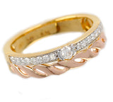 Duo Stack Ring with Fusion Yellow and Rope Rose Gold with Diamonds, 14K