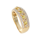 Yellow Sapphire and Diamond Circular-Designed Ring, 14K Gold