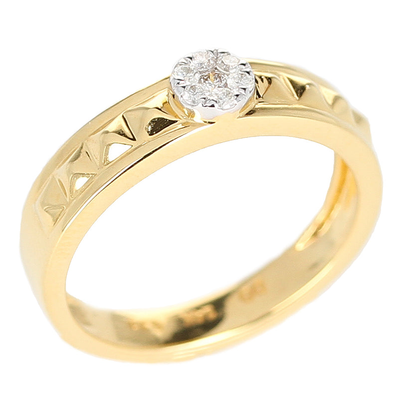 Elevated Pyramid Yellow Gold Ring with Diamonds, 14K