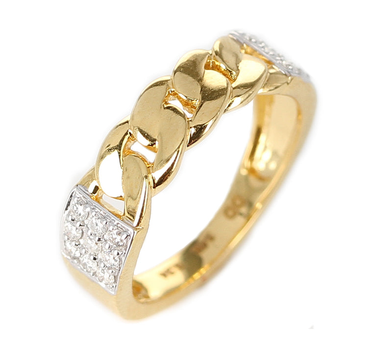 Yellow Gold Knot Ring with Diamonds, 14K