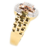 Diamond and Watch Band Style Ring, 14K Yellow and Rose Gold