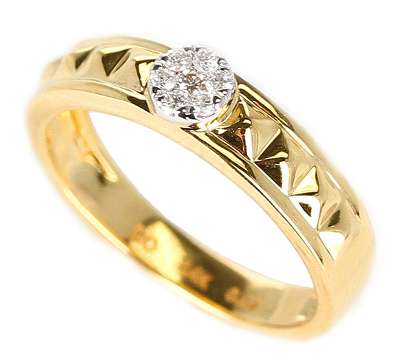 Elevated Pyramid Yellow Gold Ring with Diamonds, 14K