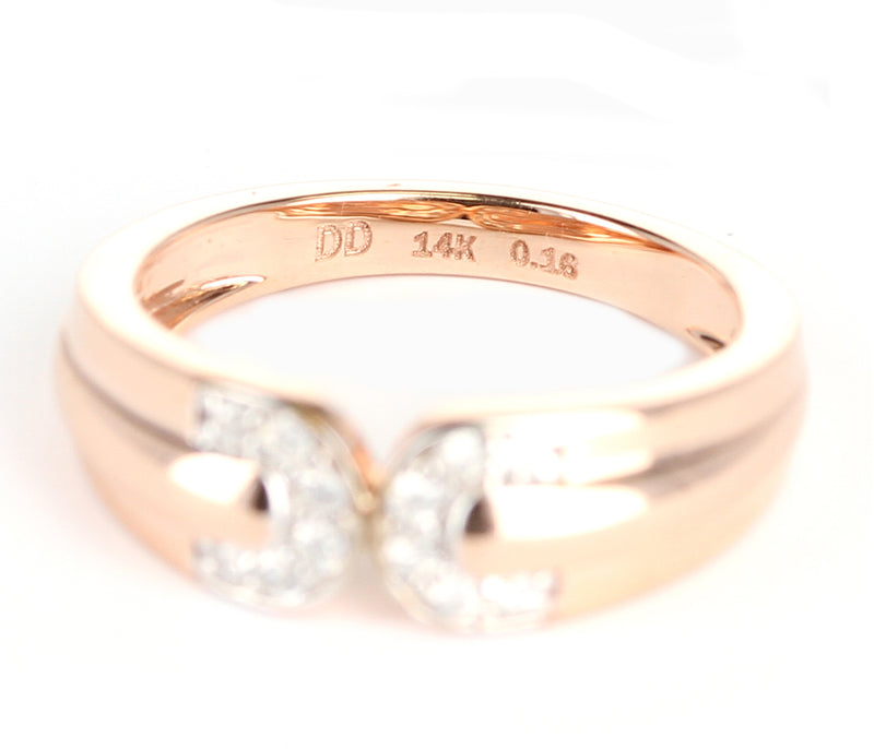 Double C Diamond Band, 14K Rose Gold