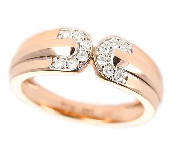 Double C Diamond Band, 14K Rose Gold