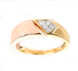 Slanted Open Yellow and Rose Two Tone 14K Gold Diamond Ring