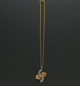 Carved Citrine and Diamond Pendant with Chain, 14K Gold
