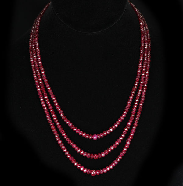 Plain & Smooth Ruby Beads with a Ruby Cabochon Clasp