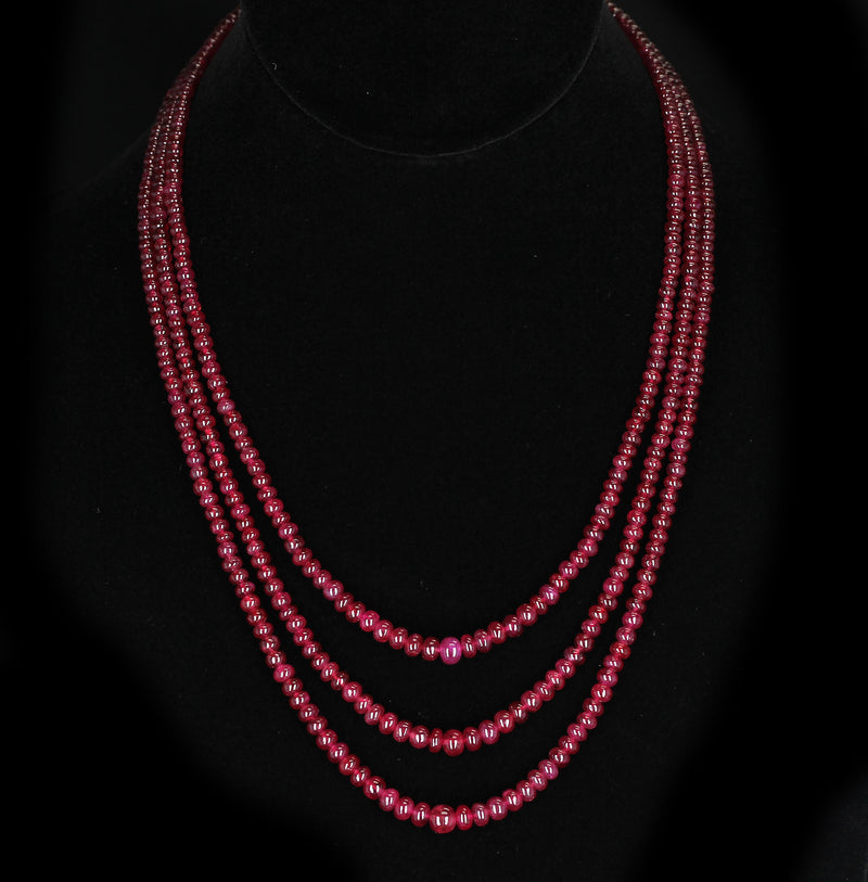 Plain & Smooth Ruby Beads with a Ruby Cabochon Clasp