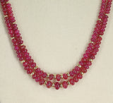 Plain & Smooth Ruby Beads with 14K Gold Beads