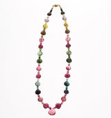 Tourmaline Faceted Drops with Beads Necklace, Gold Plated Clasp