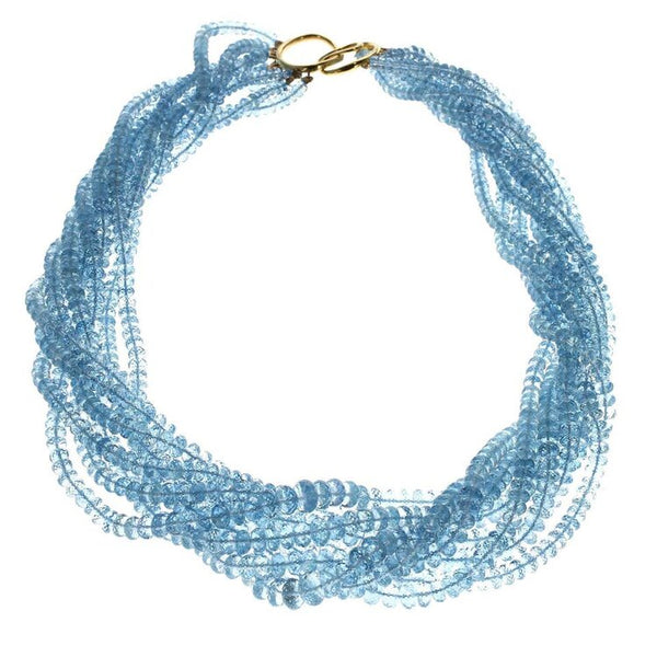 Aquamarine Bead and Yellow Gold Necklace