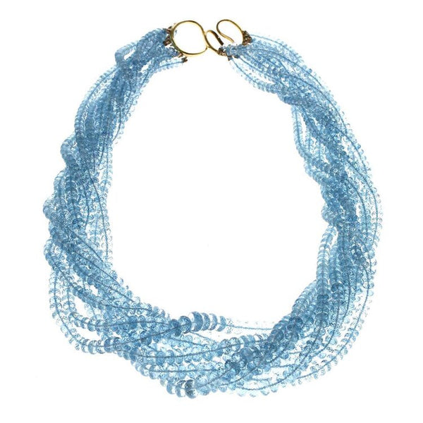 Aquamarine Bead and Yellow Gold Necklace