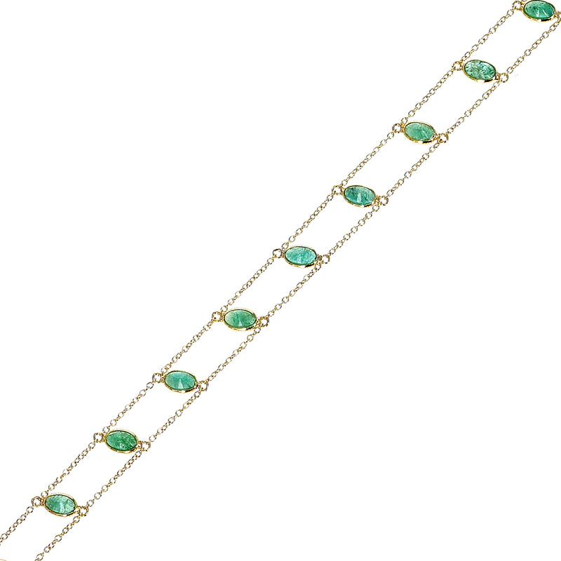 Oval Genuine Emerald 18k Yellow Gold Bracelet