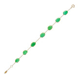 Oval Cut Genuine Chrysophrase 18k Yellow Gold Bracelet