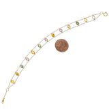 Oval Genuine Multi-Sapphire Double Line 18k Yellow Gold Adjustable Bracelet