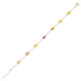 Oval Genuine Multi-Sapphire 18k Yellow Gold Adjustable Bracelet