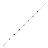 Oval Genuine Ruby, Blue Sapphire and Emerald 18k Yellow Gold