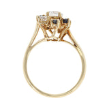 Chaumet, Paris Marquise Sapphire and Round Diamond Ring, 18 Karat Yellow Gold