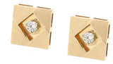 Square Gold and Diamond Cufflinks, 14K Yellow Gold