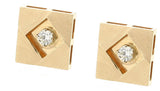 Square Gold and Diamond Cufflinks, 14K Yellow Gold
