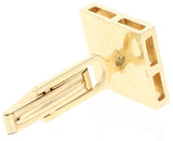 Square Gold and Diamond Cufflinks, 14K Yellow Gold
