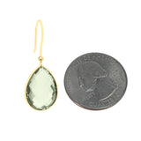 Green Amethyst Pear Shape Dangling Earrings made in 18 Karat Yellow Gold.