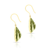 Green Amethyst Pear Cushion Cut Shape Dangling Earrings made in 18 Karat Yellow Gold.