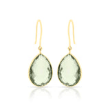 Green Amethyst Pear Shape Dangling Earrings made in 18 Karat Yellow Gold.