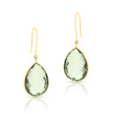 Green Amethyst Pear Shape Dangling Earrings made in 18 Karat Yellow Gold.