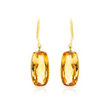 Citrine Rectangular Shape Dangling Earrings made in 18 Karat Yellow Gold.