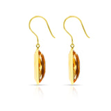 Citrine Rectangular Shape Dangling Earrings made in 18 Karat Yellow Gold.