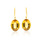 Citrine Oval Shape Dangling Earrings made in 18 Karat Yellow Gold.