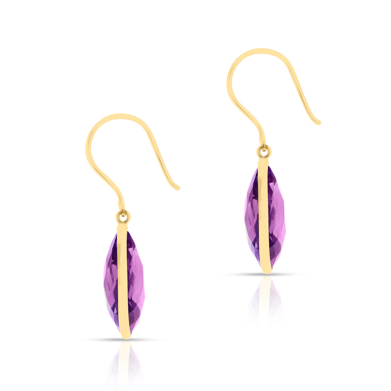 Amethyst Pear Shape Dangling Earrings made in 18 Karat Yellow Gold.