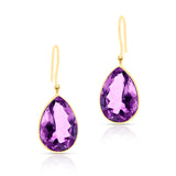 Amethyst Pear Shape Dangling Earrings made in 18 Karat Yellow Gold.