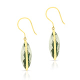 Green Amethyst Cushion Shape Dangling Earrings made in 18 Karat Yellow Gold.
