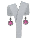 Ruby Cabochon and Diamond Earrings, Platinum