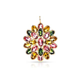 Large Floral Gemstone Pendant, 18k Yellow Gold