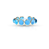 Blue Topaz Round Cabochon Band, Yellow Gold