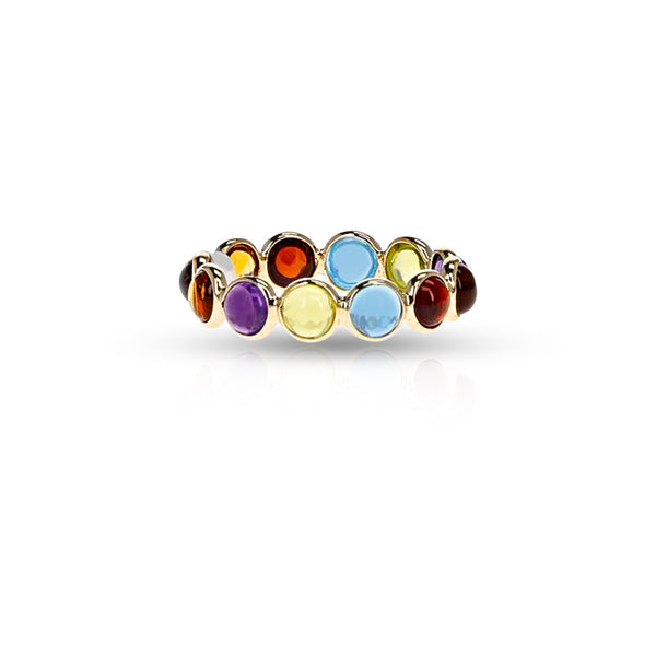 Mixed Semi-Precious Round Cabochon Band, Yellow Gold