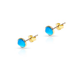 Oval Turquoise Cabochon Stud Earrings, 18k