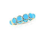 Blue Topaz Round Cabochon Band, Yellow Gold